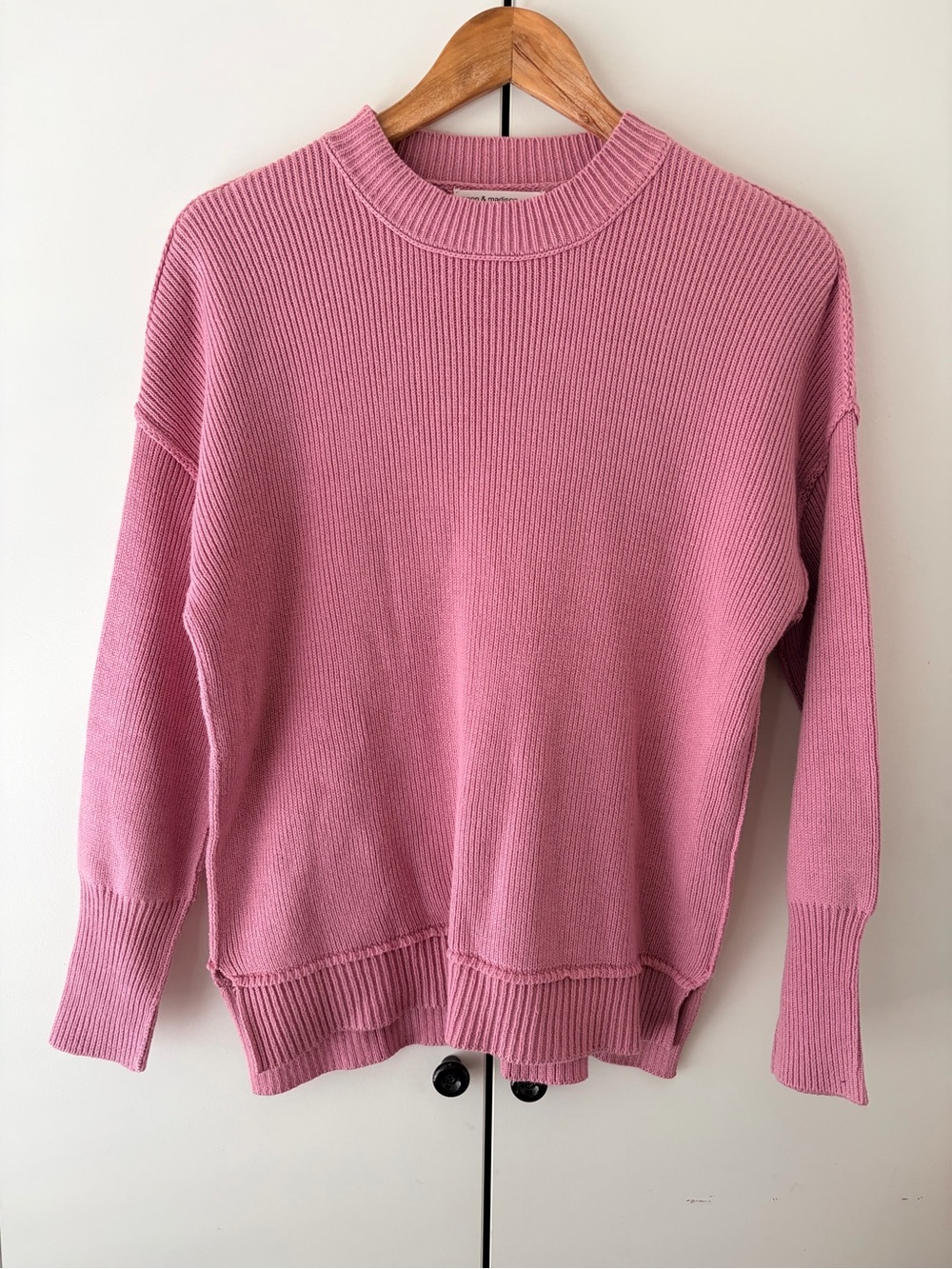moon & madison Pink Ribbed Crewneck Sweater